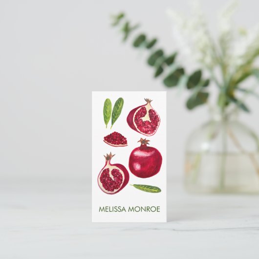 ザクロ秋の果実図解入りの、写真付きの 名刺 (スタンド正面)