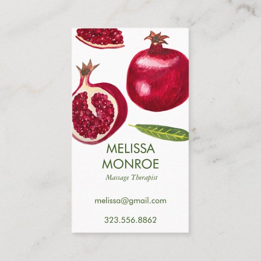 ザクロ秋の果実図解入りの、写真付きの 名刺 (裏面)