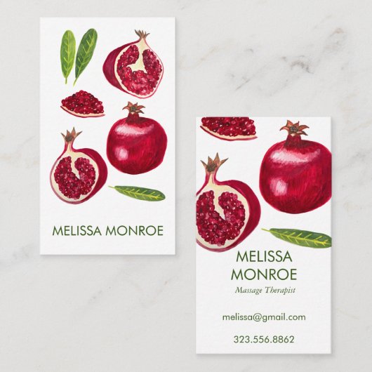 ザクロ秋の果実図解入りの、写真付きの 名刺 (正面/裏面)