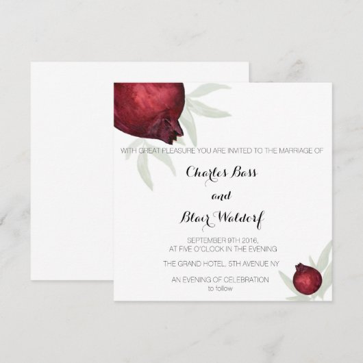 ザクロ結婚式招待状 招待状 (正面/裏面)