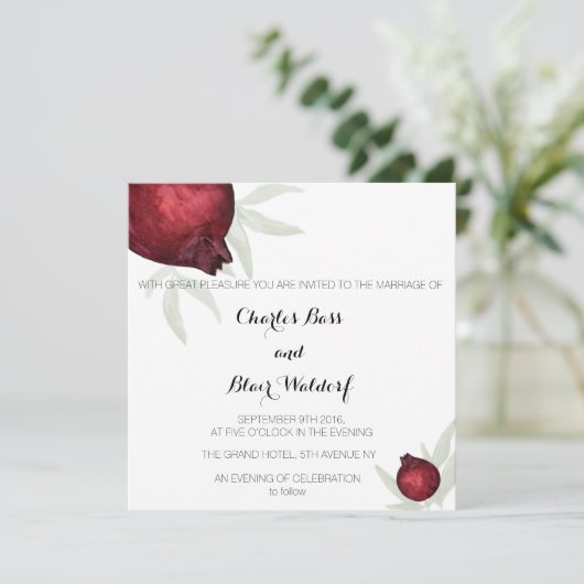 ザクロ結婚式招待状 招待状 (スタンド正面)