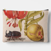 ザクロ花、果実、カブトムシ アクセサリーポーチ (正面)