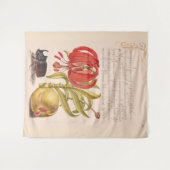 ザクロ花、果実、カブトムシ タペストリー (正面(横))