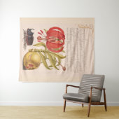 ザクロ花、果実、カブトムシ タペストリー (インサイチュ(横))