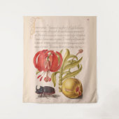 ザクロ花、果実、カブトムシ タペストリー (正面)