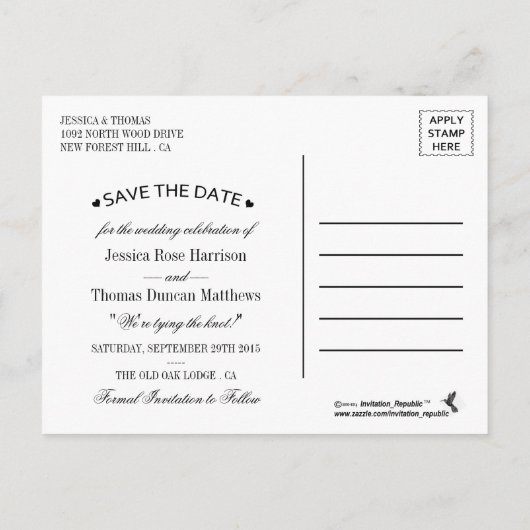 ザクロ華美ック結婚ボード 案内ポストカード (裏面)