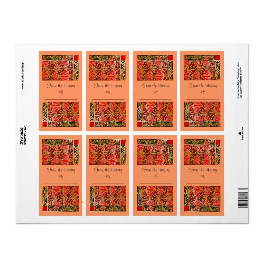 ザクロ蔵書票 ラベル (フルシート)