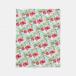 ザクロ赤果実パターン食品ヘブライ語 フリースブランケット