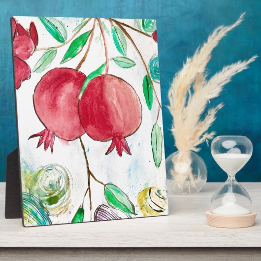 ザクロ赤果実水カラー熱帯食品 フォトプラーク (側面)