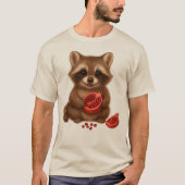 ザクロ&キュートラクーンベビーレトロ | 秋果実 Tシャツ (正面)