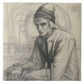 ザクロ、c.1852を握る黙想のDante タイル (正面)