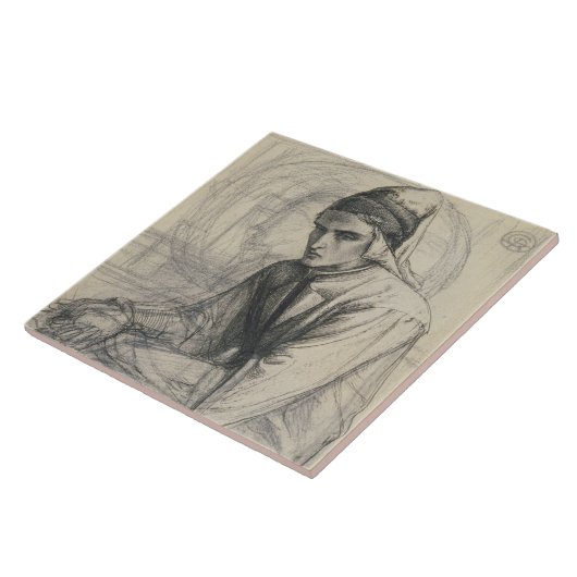 ザクロ、c.1852を握る黙想のDante タイル (側面)