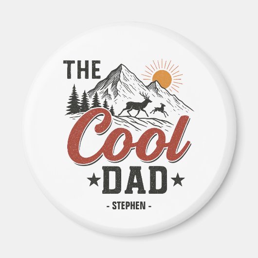 ザクールパパ – マウン素朴テンと鹿のデザイン マグネット (正面)