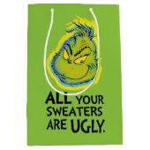 ザグインチ |あなたのセーターはすべて醜い引用文 ミディアムペーパーバッグ (正面)