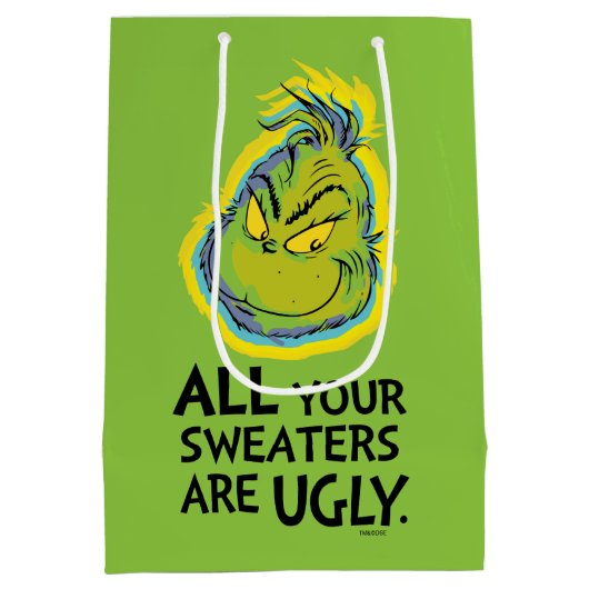 ザグインチ |あなたのセーターはすべて醜い引用文 ミディアムペーパーバッグ (裏面)