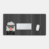 ザグクールラス付きおばあちゃんカスタム文字 デスクマット (キーボード&マウス)