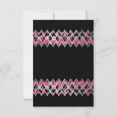 ザグザグシルバーライン、黒のピンクの詳細無地のを描く サンキューカード (裏面)