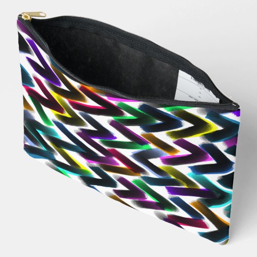 ザグジグ抽象芸術アート アクセサリーポーチ (見開き)