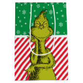 ザグラインレッドグリーンスノーフレーク誕生日 ミディアムペーパーバッグ (裏面)