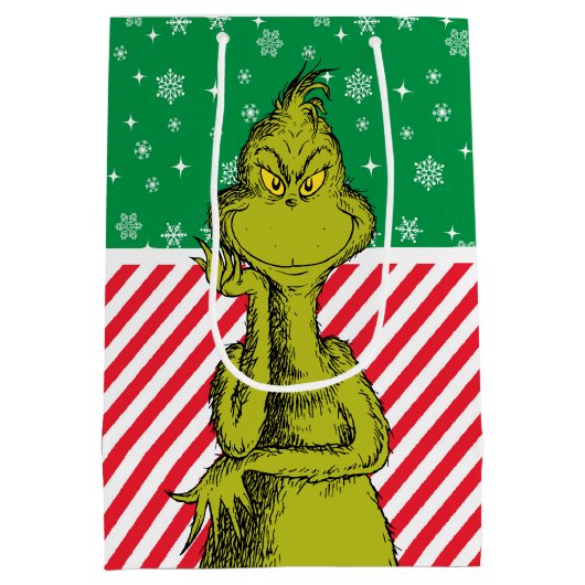 ザグラインレッドグリーンスノーフレーク誕生日 ミディアムペーパーバッグ (裏面)