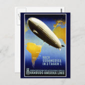 ザグラフツェッペリンラインヴィンテージ旅行ポスター ポストカード (正面/裏面)