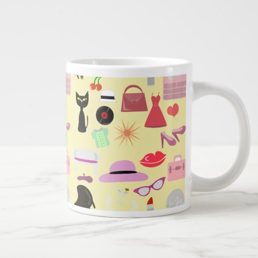 ザグラムライフおもしろいレトロファッションスタイル ジャンボコーヒーマグカップ (右)