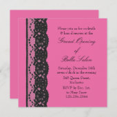 ザグランドオープニングレフランスのース明るい赤紫色 招待状 (正面/裏面)