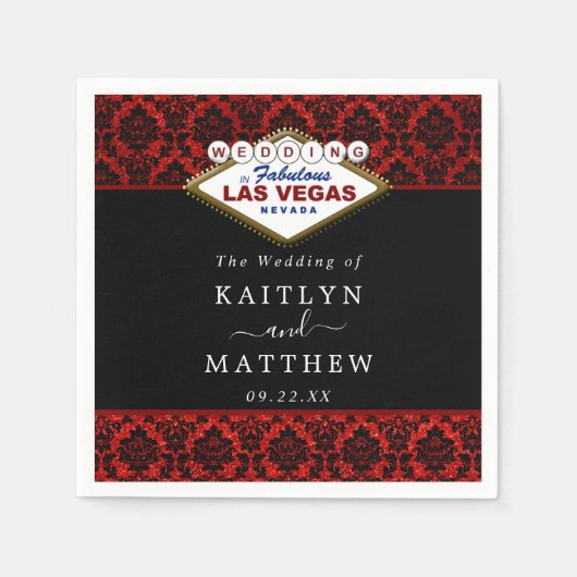 ザグリッターダマスクラスベガス結婚ズコレクション スタンダードカクテルナプキン (正面)