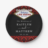 ザグリッターダマスクラスベガス結婚ズコレクション ペーパープレート (正面)