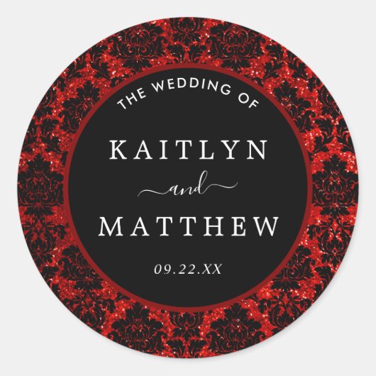 ザグリッターダマスクラスベガス結婚ズコレクション ラウンドシール (正面)