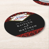 ザグリッターダマスクラスベガス結婚ズコレクション ラウンドペーパーコースター (アングル)