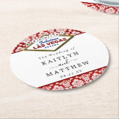 ザグリッターダマスクラスベガス結婚ズコレクション ラウンドペーパーコースター (アングル)