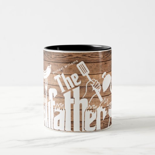 ザグリパーソナライズされたルファーファームハ素朴ウス ツートーンマグカップ (中央)