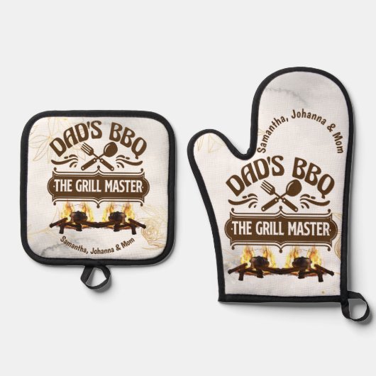 ザグリルマスターパパのBBQ父のデイキッチン 鍋つかみ&鍋敷きセット (正面)
