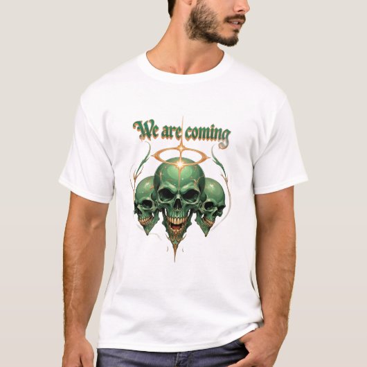 ザグリーンキングスカルと宝石のついた王冠 Tシャツ (正面)