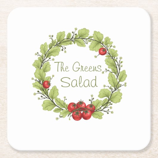 ザグリーンズサラダ スクエアペーパーコースター (正面)