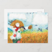 ザグリーンハートかかしとスワローズイラストレーション ポストカード (正面/裏面)