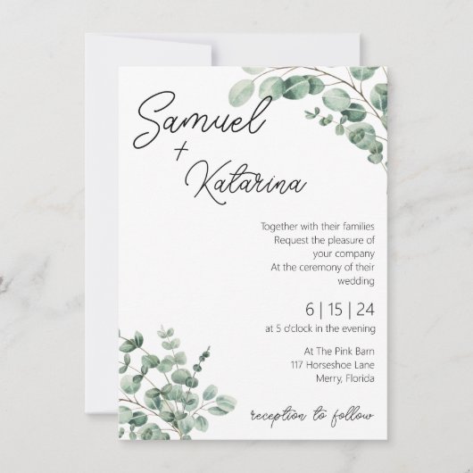 ザグリーンリー結婚式招待状と詳細 セーブザデート (正面)