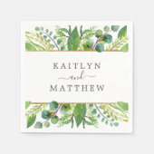 ザグリーンリー&金ゴールド結婚ズコレクション スタンダードカクテルナプキン (正面)