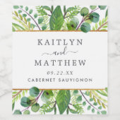 ザグリーンリー&金ゴールド結婚ズコレクション ワインラベル (シングルラベル)