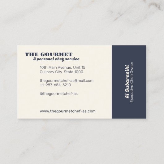 ザグルメパーソナルシェフホワイトビジネスカード 名刺 (裏面)