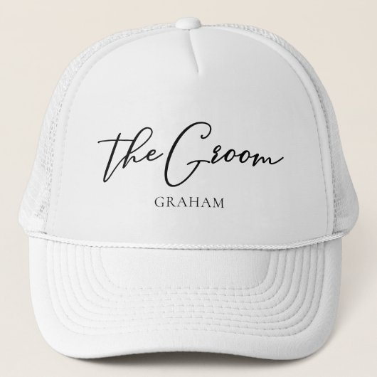 ザグルームシックパーソナライズされたミニマリスト結婚ズ キャップ (正面)