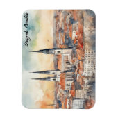 ザグレブクロアチアシティシルエットウォーターカラー マグネット (縦)