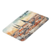 ザグレブクロアチアシティシルエットウォーターカラー マグネット (左側)