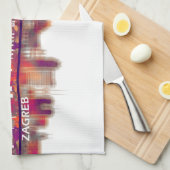 ザグレブクロアチアスカイライン キッチンタオル (四つ折り)