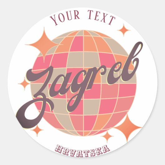 ザグレブクロアチアフラバツカレトロホリデー ラウンドシール (正面)