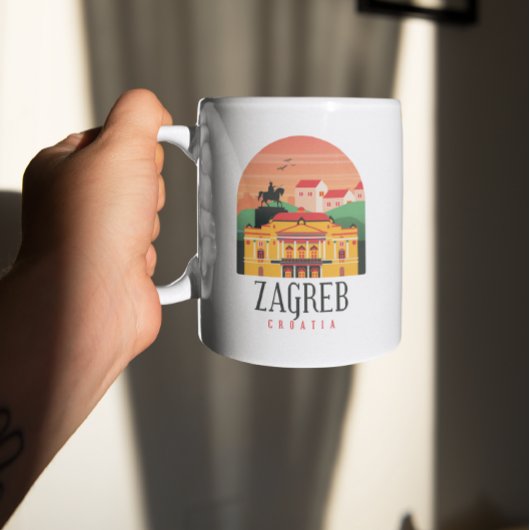 ザグレブクロアチストリスケープヴィンテージ コーヒーマグカップ