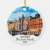 ザグレブパーソナライズされたオーナメント、クロアチア セラミックオーナメント (正面)