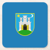 ザグレブ国旗、クロアチアスクエア紙コースター スクエアペーパーコースター (正面)