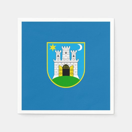 ザグレブ国旗、クロアチアナプキンス スタンダードカクテルナプキン (正面)